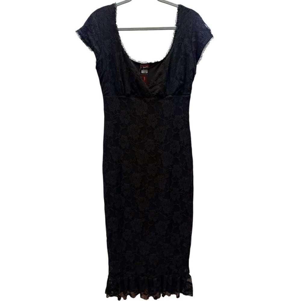 SWITCHBLADE Stiletto Black Midi Lace Large Gothic Dress NWT